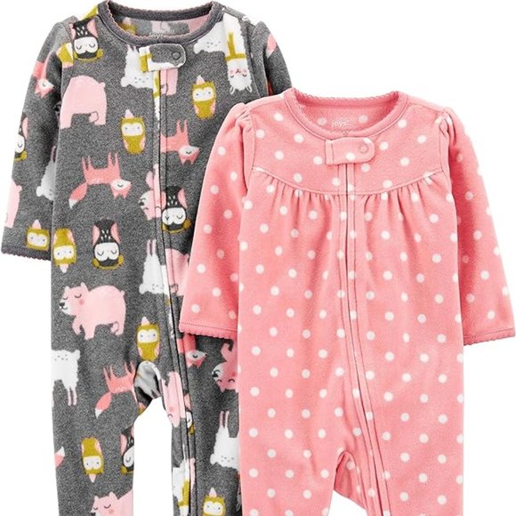 Simple Joys by Carter's Animals/Dots Fleece Sleep & Play 2 Pack - 6 Months - Picture 5 of 5